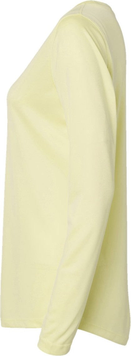 Left View of Pale Yellow Women's Long Islander Performance Long Sleeve T-Shirt - 214