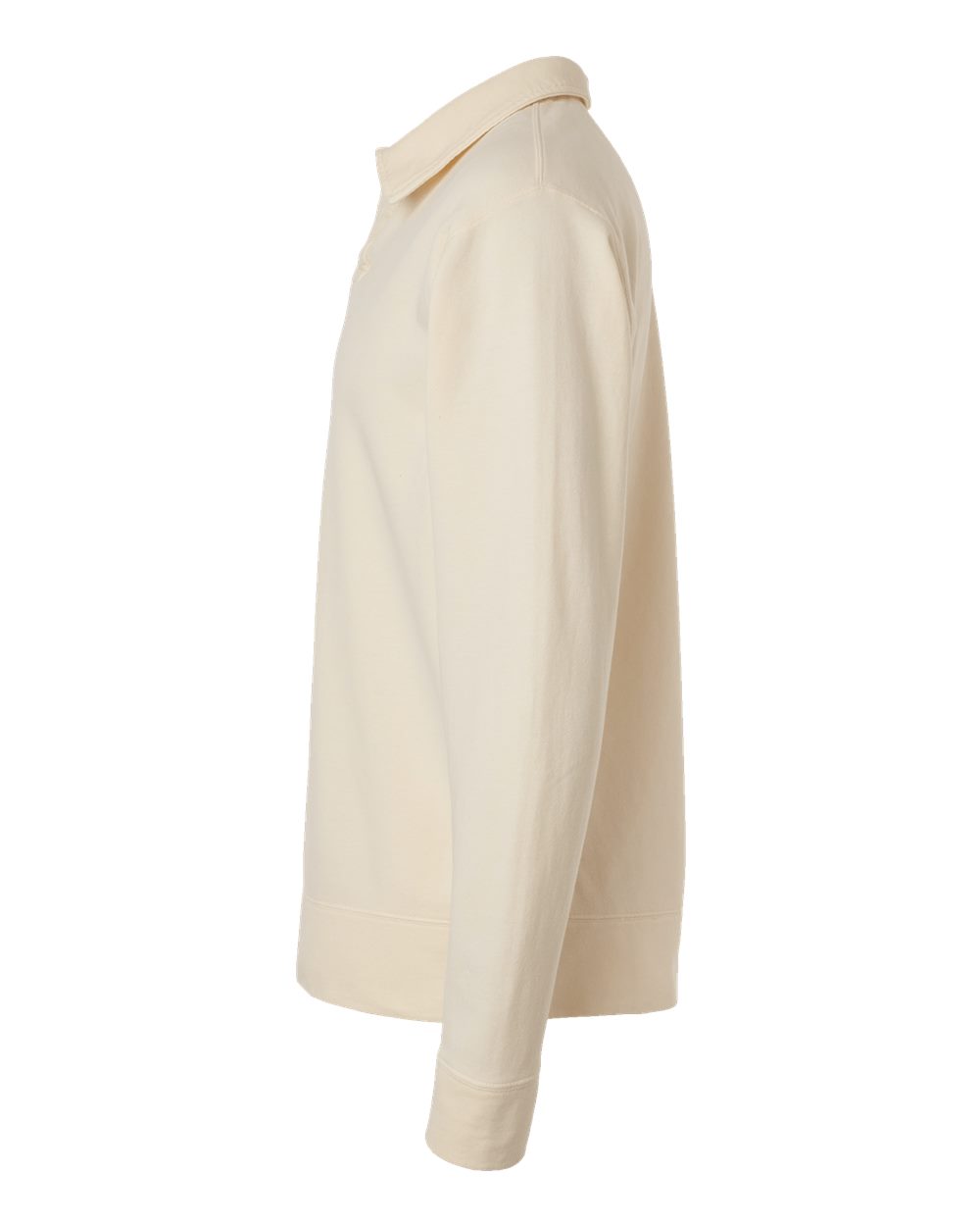 Left View of Parchment Garment-Dyed Polo Collar Sweatshirt - GDH490
