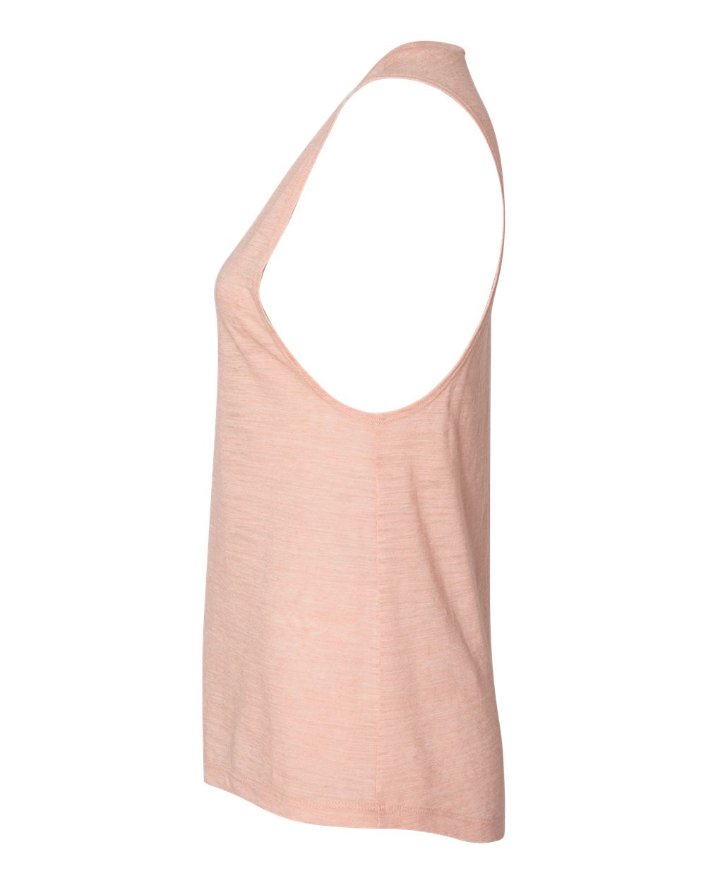Left View of Peach Slub Women&#39;s Flowy Scoop Muscle Tank - 8803