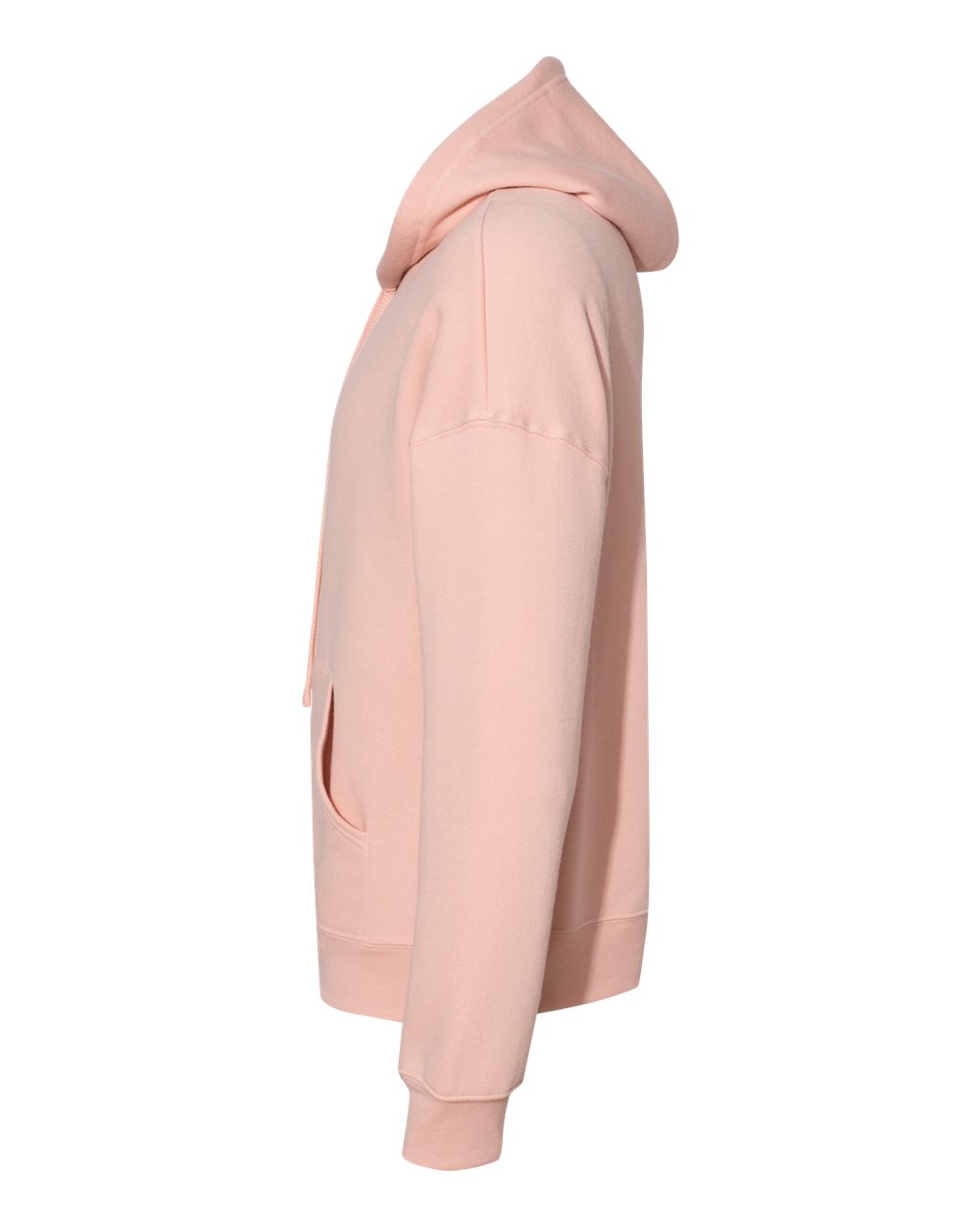 Left View of Peach Sponge Fleece Drop Shoulder Hoodie - 3729