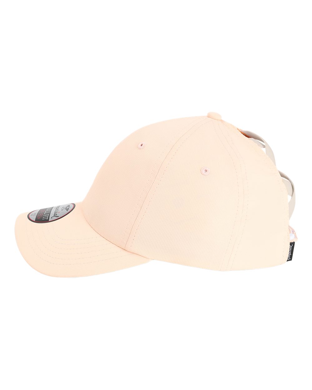 Left View of Peach The Hinsen Women&#39;s Performance Ponytail Cap - L338