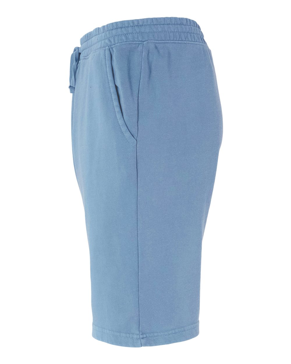 Left View of Pigment Light Blue Pigment-Dyed Fleece Shorts - PRM50STPD
