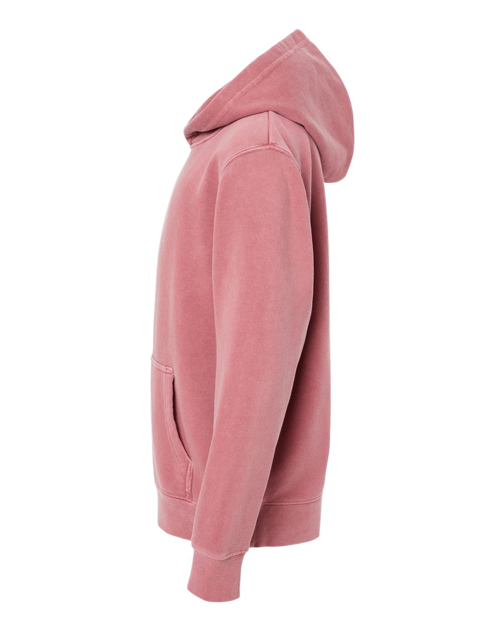 Left View of Pigment Maroon Youth Midweight Pigment-Dyed Hooded Sweatshirt - PRM1500Y
