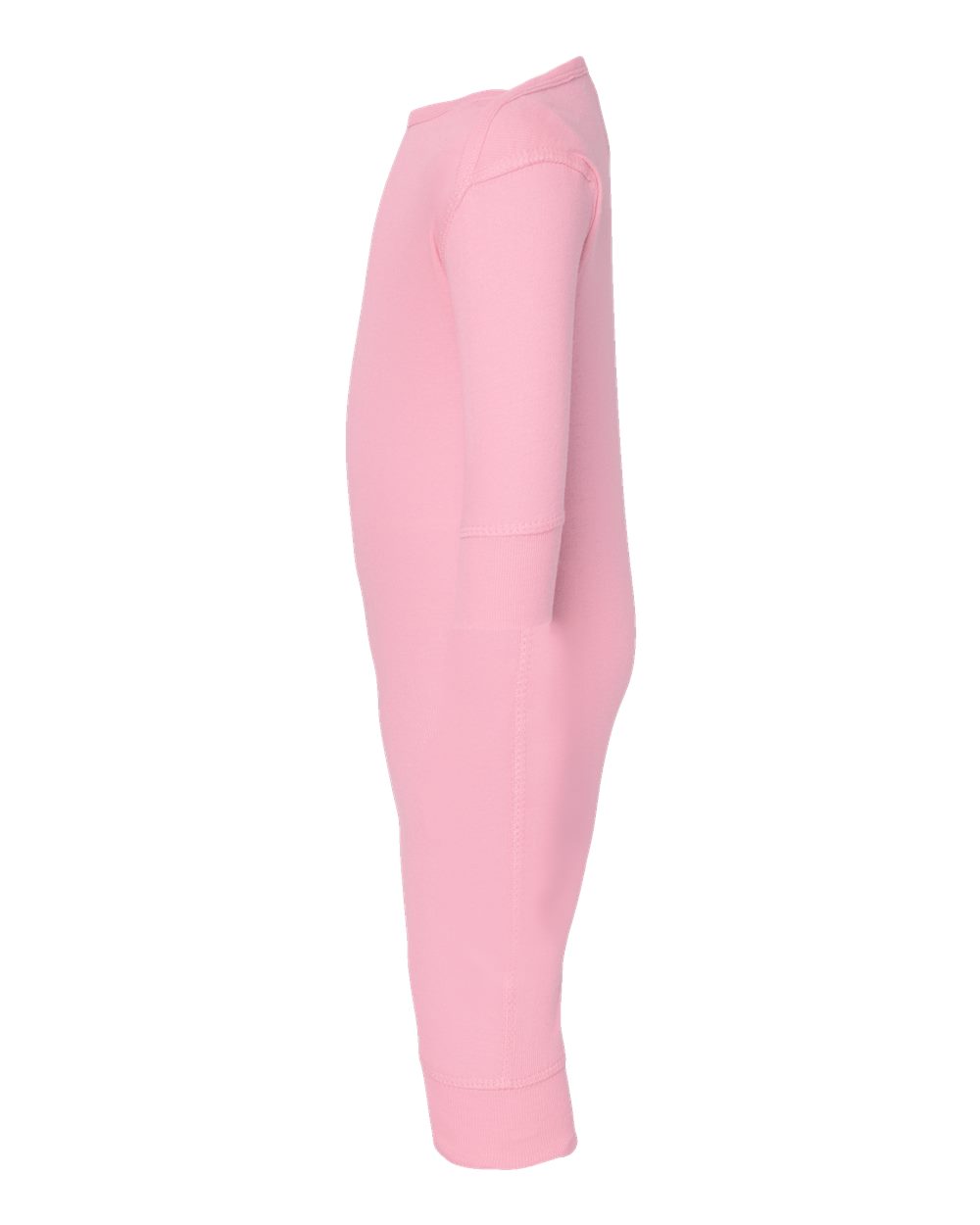 Left View of Pink Infant Long Legged Baby Rib Bodysuit - 4412
