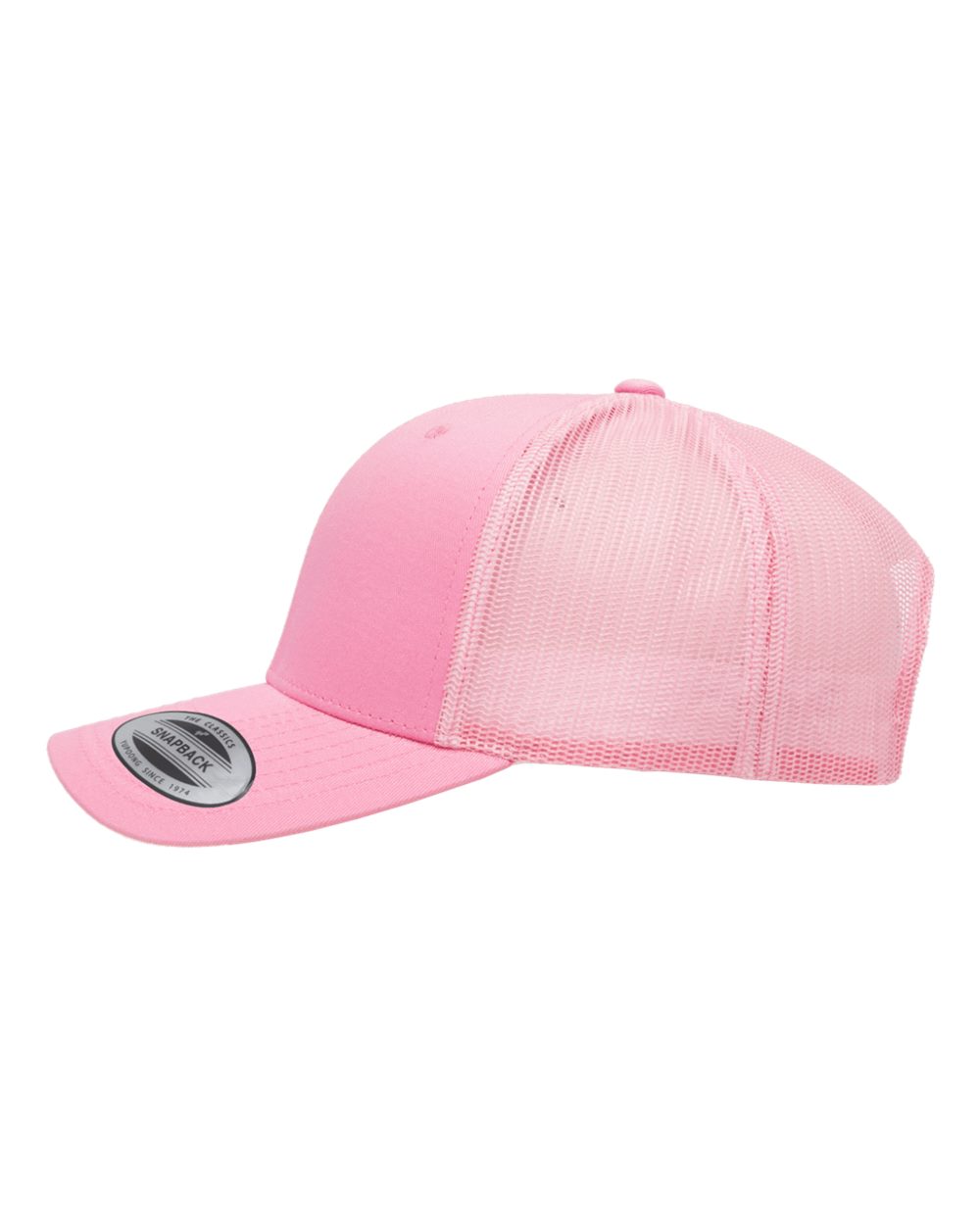 Left View of Pink Retro Trucker Cap - 6606