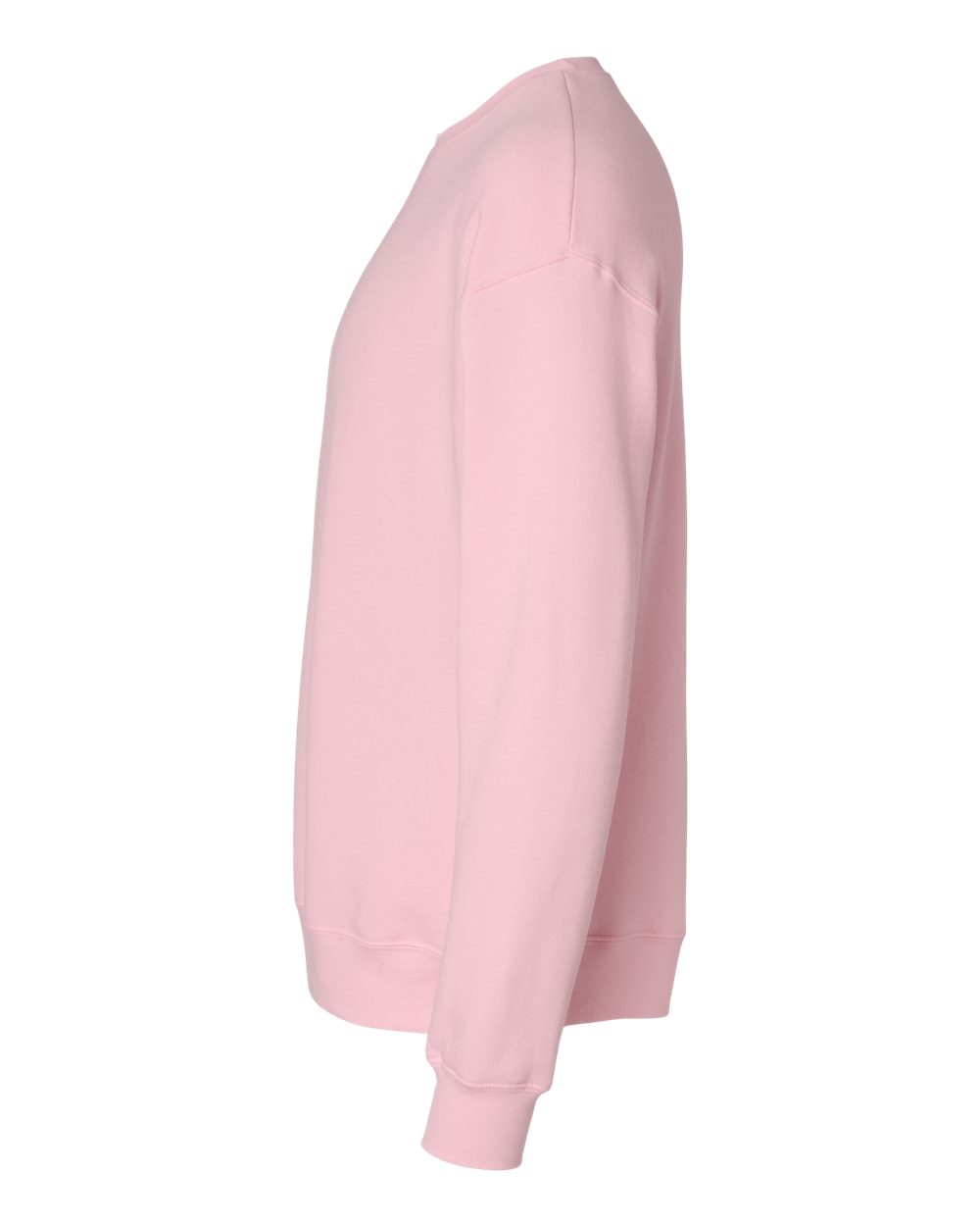 Left View of Pink Sponge Fleece Drop Shoulder Crewneck Sweatshirt - 3945