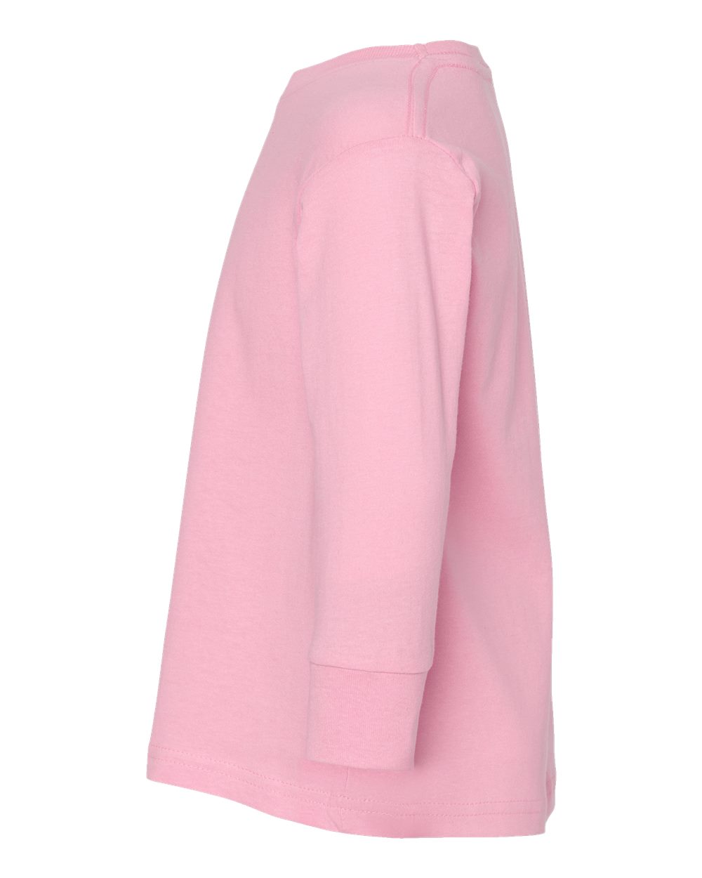 Left View of Pink Toddler Fine Jersey Long Sleeve Tee - 3302