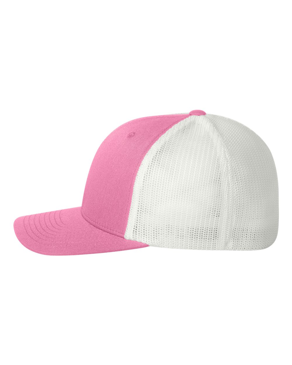 Left View of Pink/ White Trucker Cap - 6511