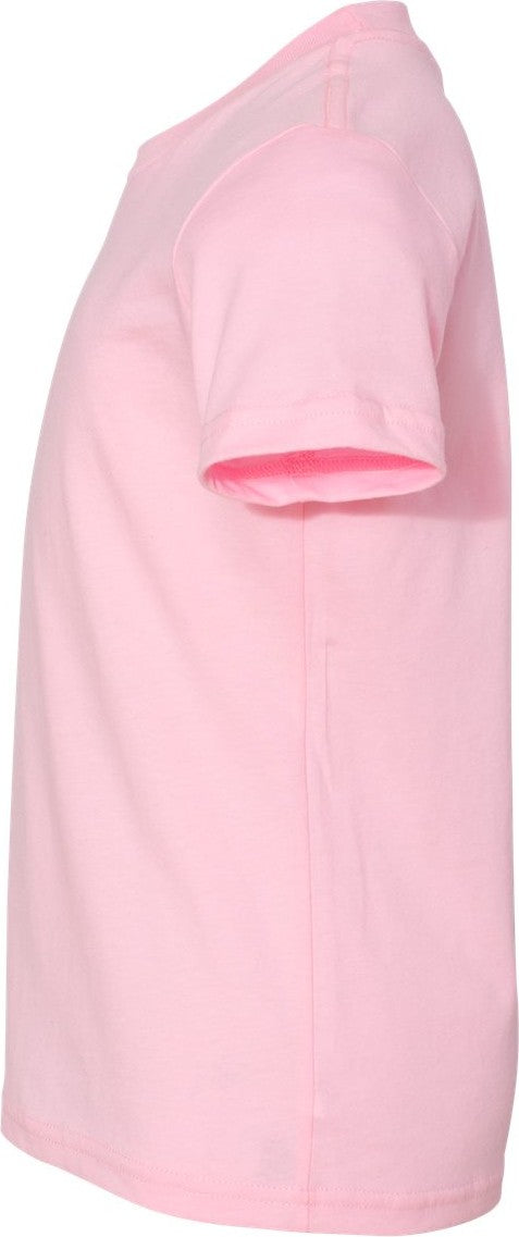Left View of Pink Youth Jersey Tee - 3001Y