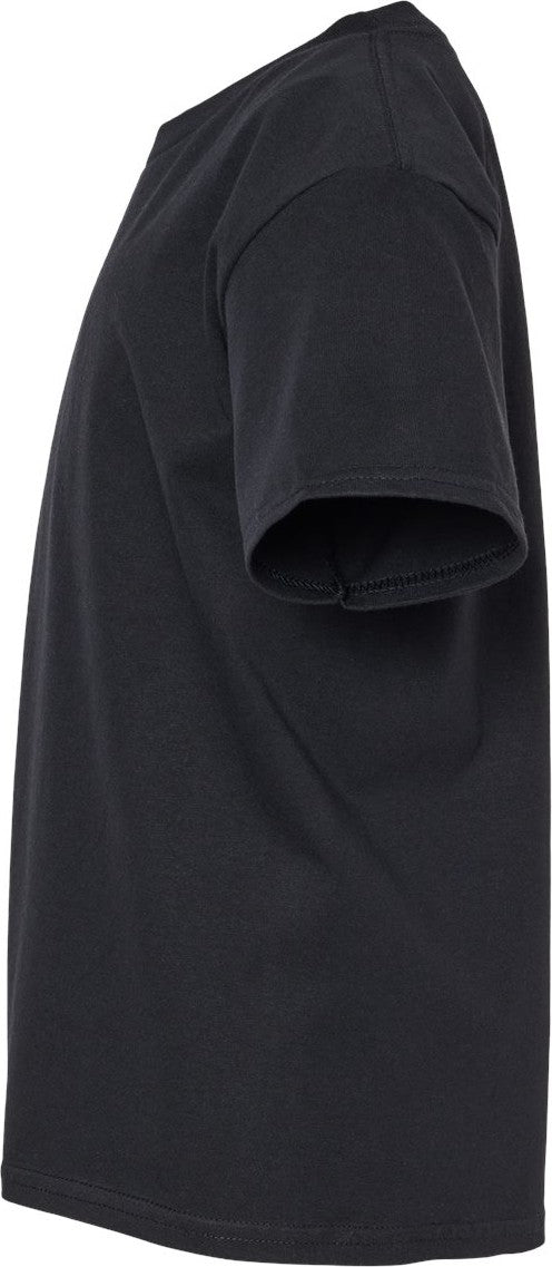 Left View of Pitch Black Softstyle® Youth Midweight T-Shirt - 65000B