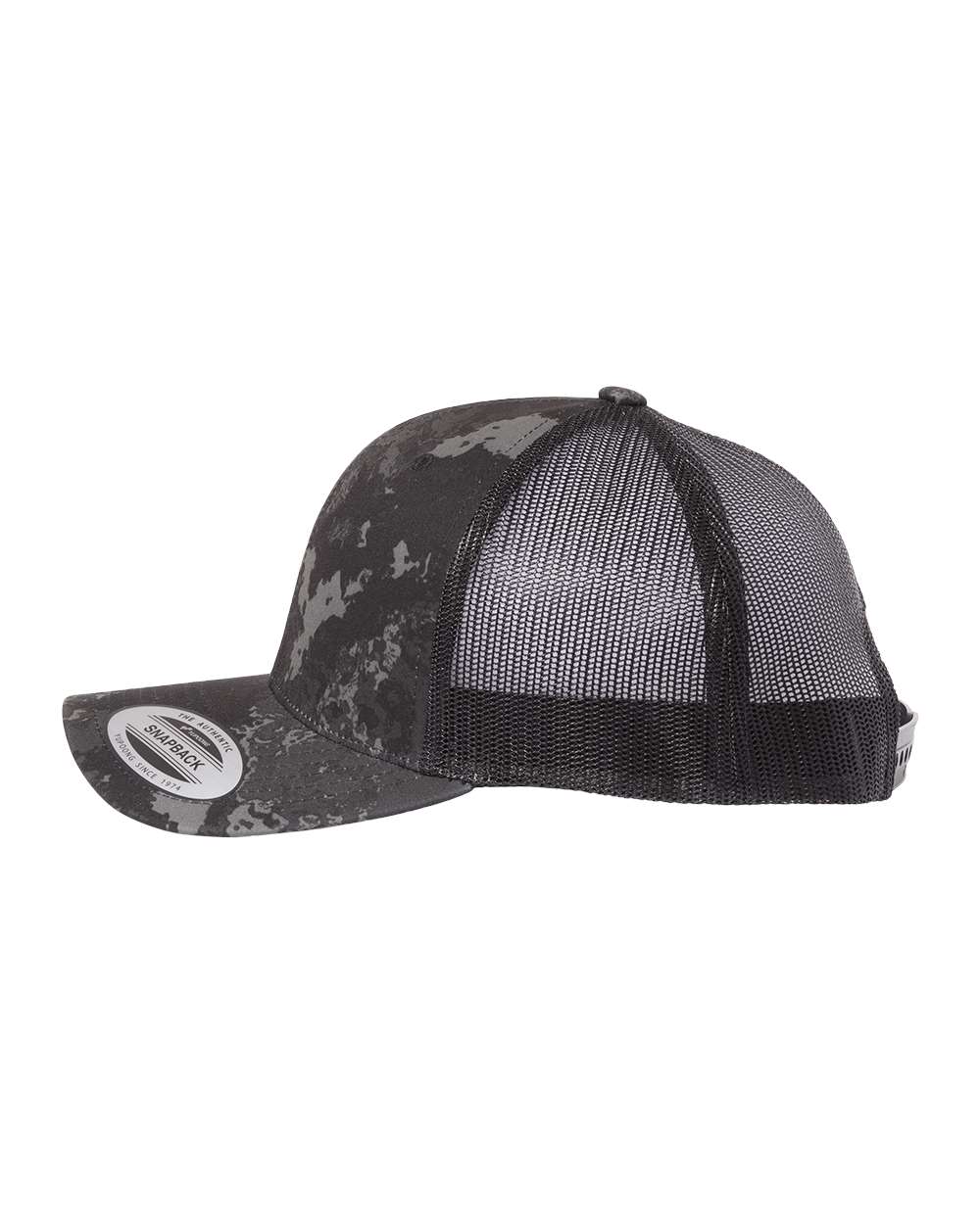 Left View of Poseidon Black Retro Trucker Cap - 6606