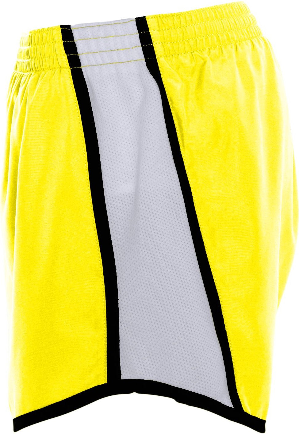 Left View of POWER YELLOW/WHITE/BLACK LDS JR FIT PULSE TEAM SHORT