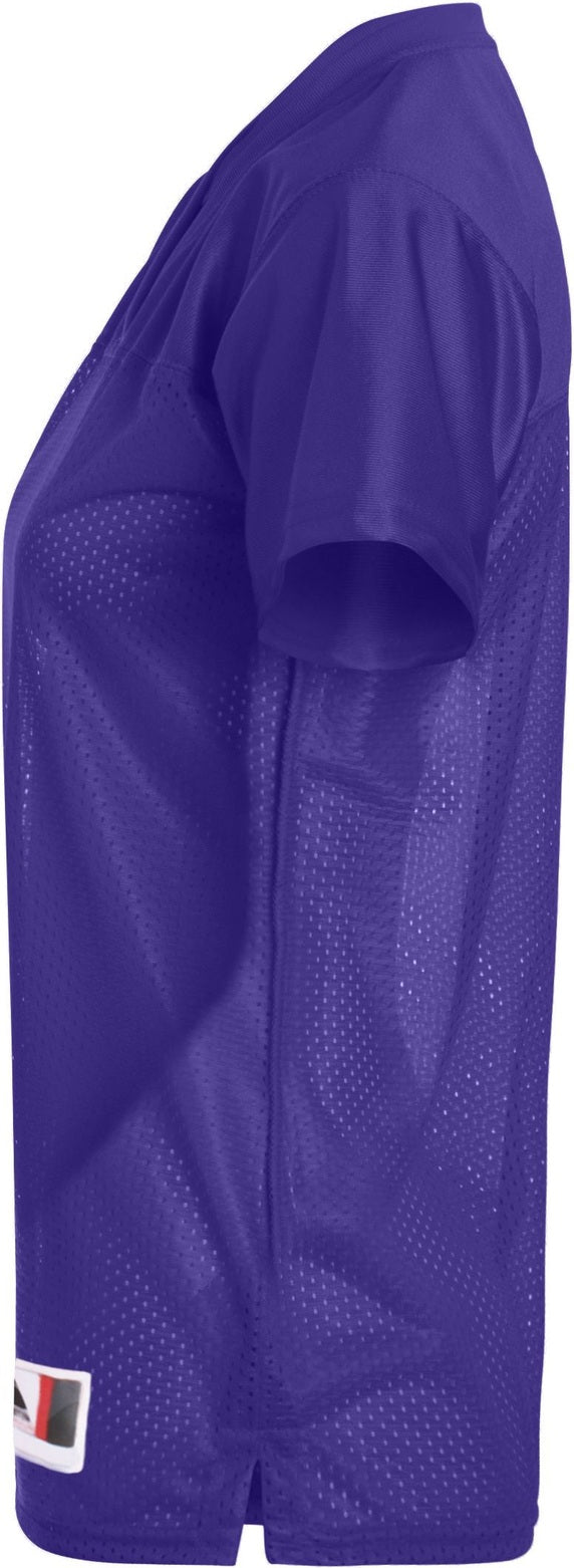 Left View of PURPLE LDS JR FIT REPLICA FOOTBALL T