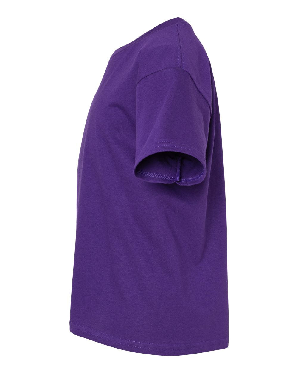 Left View of Purple Light Cotton Youth T-Shirt - 3000B