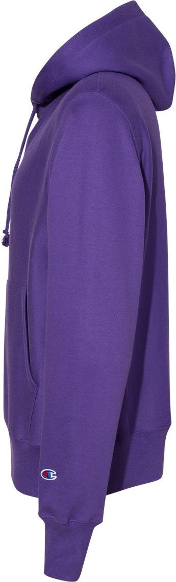 Left View of Purple Reverse Weave® Hooded Sweatshirt - S101