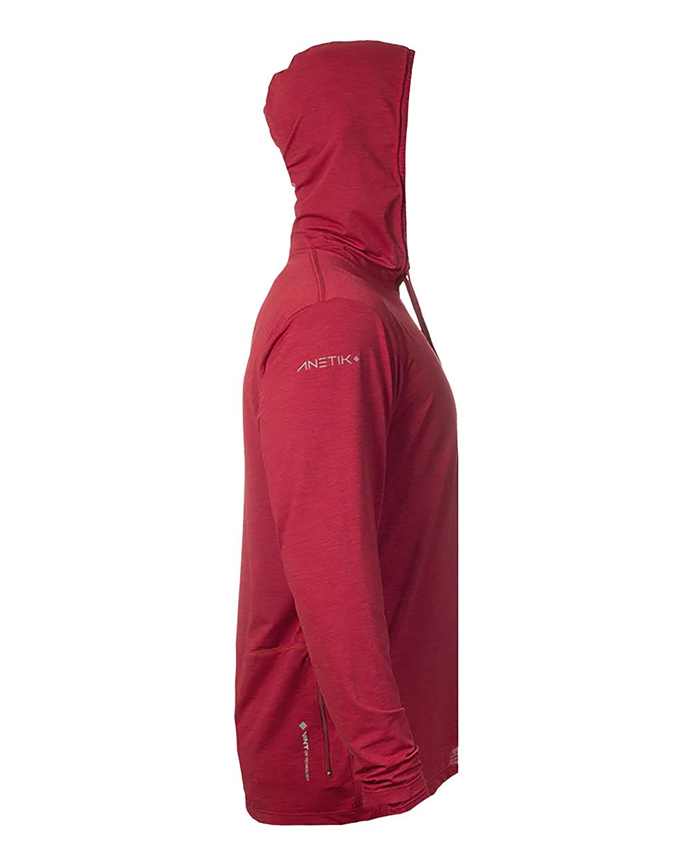 Left View of Pyro Heathered Low Pro Tech Hooded Long Sleeve T-Shirt - MVLPRH8