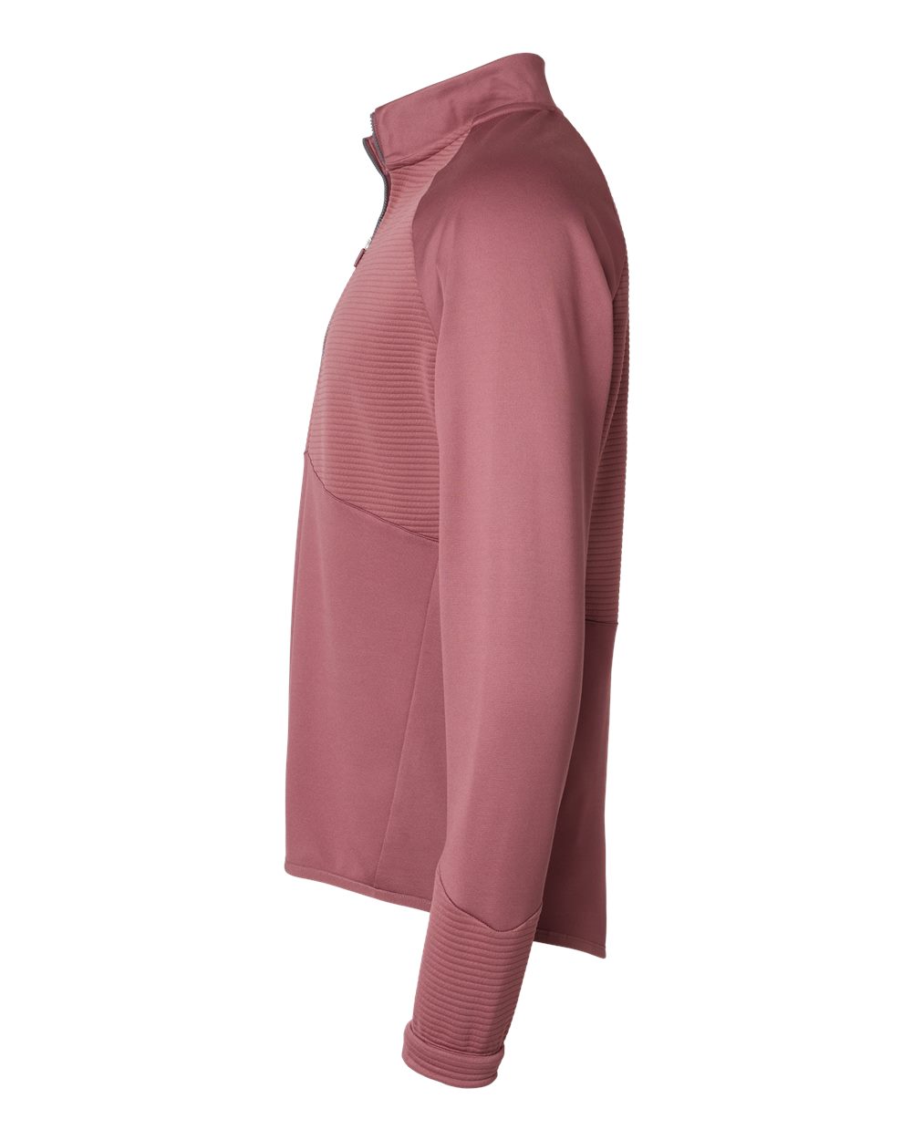 Left View of Quiet Crimson Quarter-Zip Pullover - A587