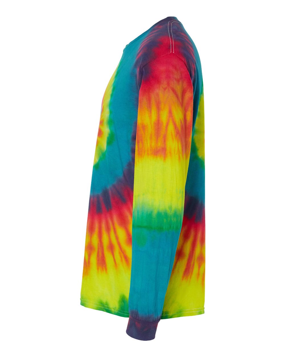 Left View of Reactive Rainbow Tie-Dyed Long Sleeve T-Shirt - 2000
