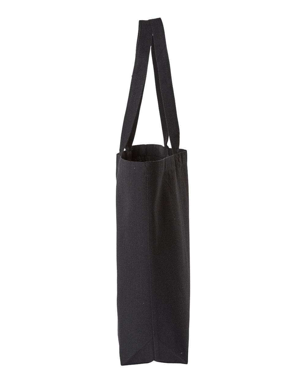 Left View of Recycled Black Jumbo Recycled Midweight Gusseted Canvas Tote - OAD108R