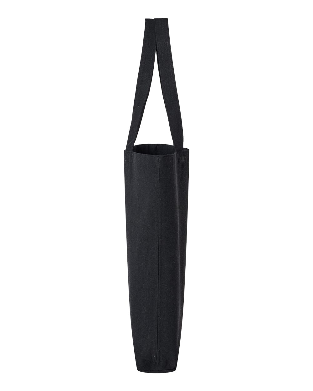 Left View of Recycled Black Midweight Recycled Gusseted Tote - OAD106R