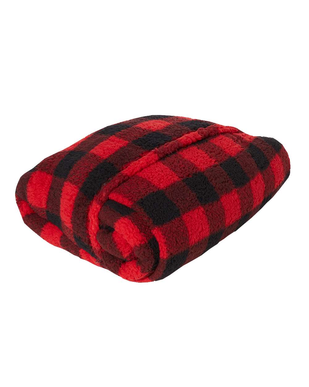 Front View of Red/ Black Buffalo Epic Sherpa Blanket - 8449