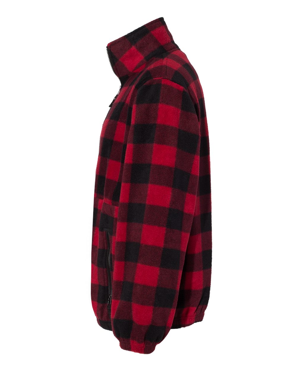 Left View of Red/ Black Fleece Full-Zip Jacket - 3061