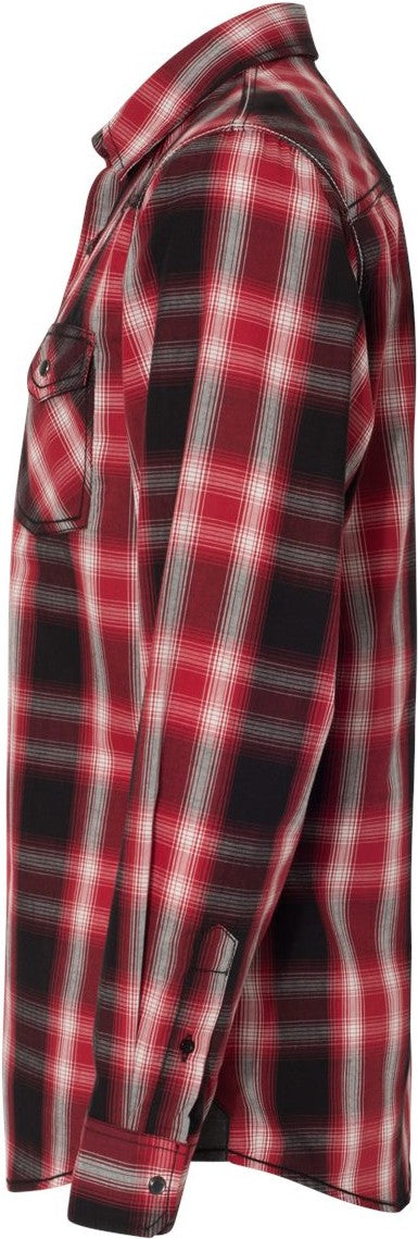 Left View of Red/ Black Western Shirt - 8206