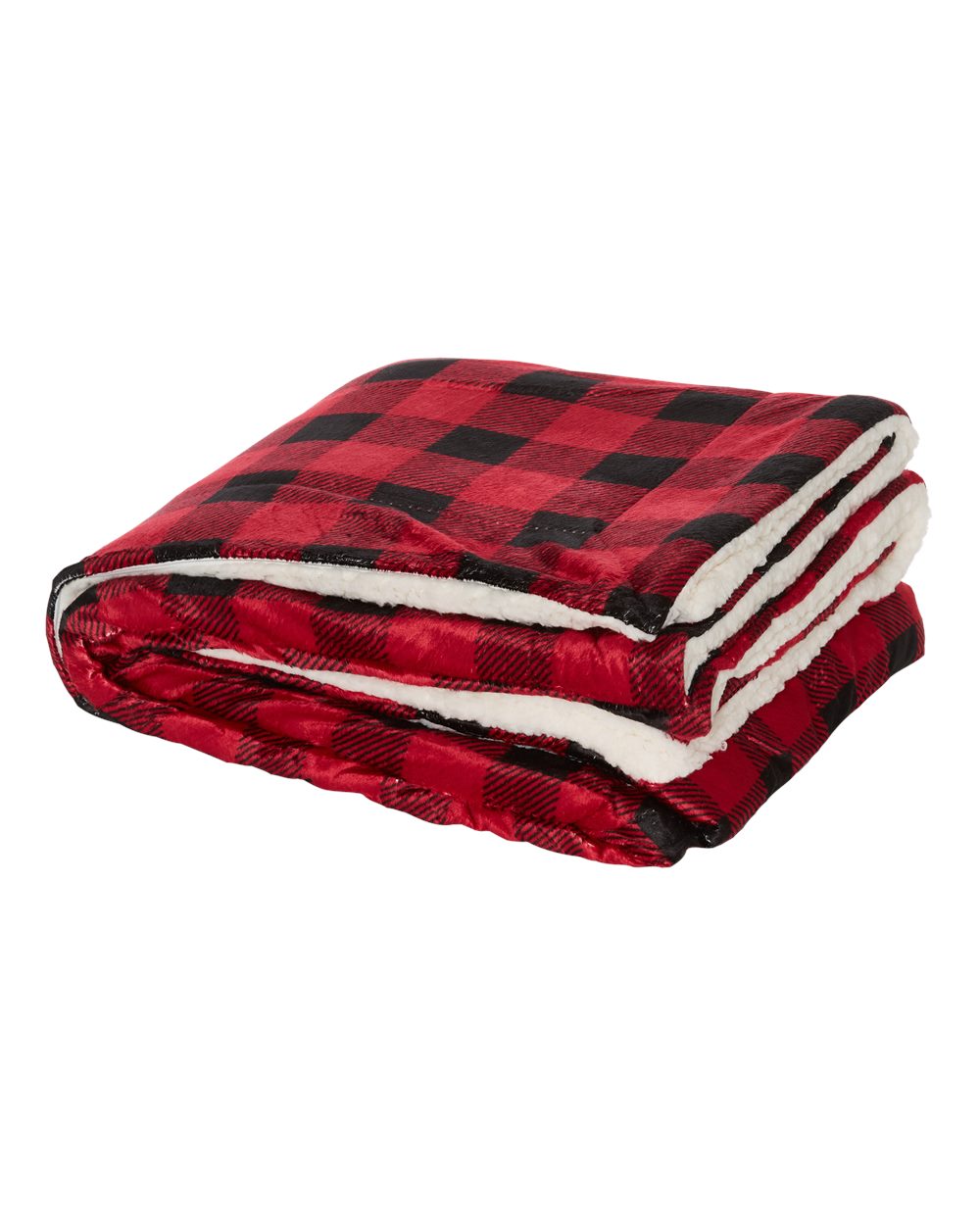 Left View of Red Buffalo Micro Mink Sherpa Blanket - 8712