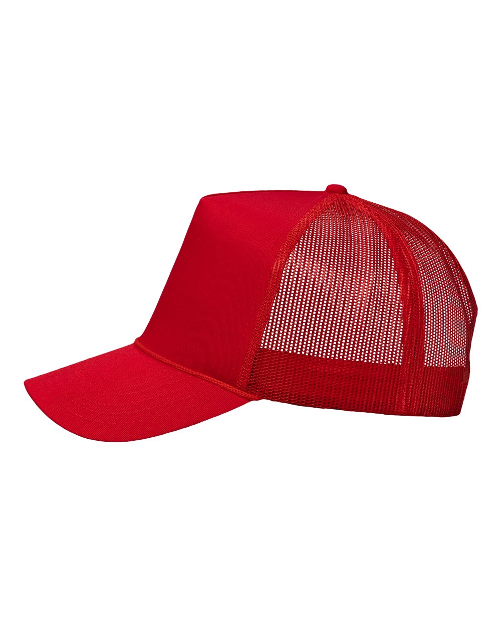 Left View of Red Five-Panel Trucker Cap - 8804H
