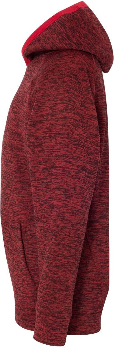 Left View of Red Fleck/ Red Youth Cosmic Fleece Hooded Sweatshirt - 8610