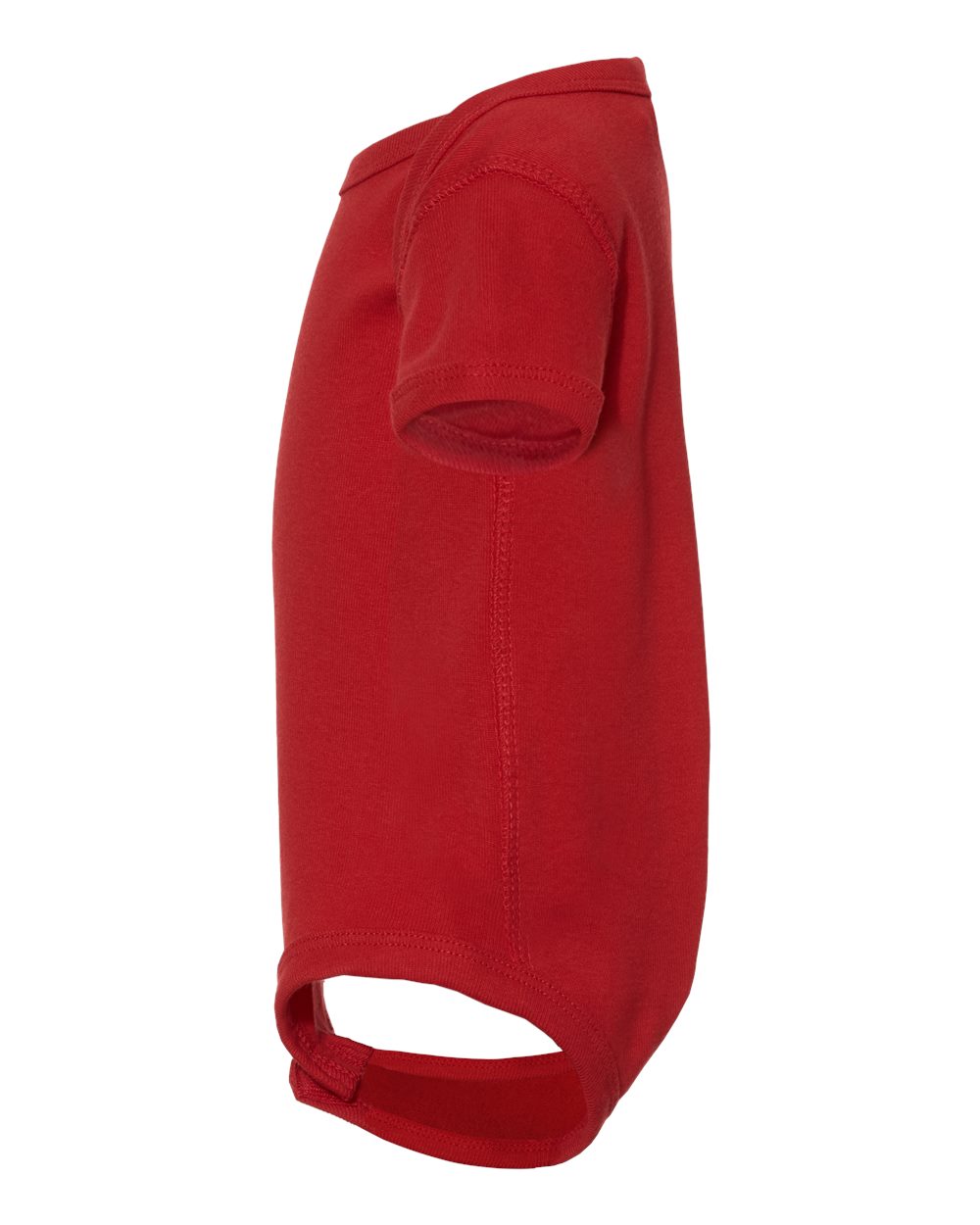 Left View of Red Infant Baby Rib Bodysuit - 4400