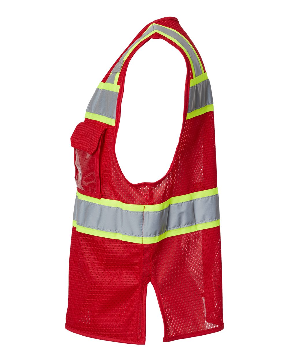 Left View of Red/ Lime - B153 EV Series® Enhanced Visibility 3 Pocket Mesh Vest - B150-156