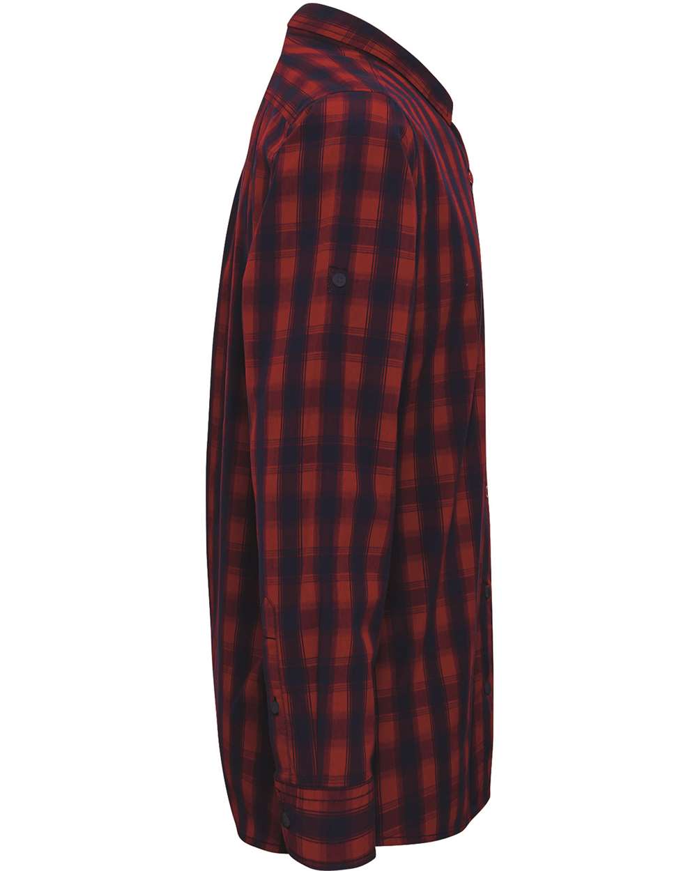 Left View of Red/ Navy Men&#39;s Mulligan Check Cotton Shirt - RP250