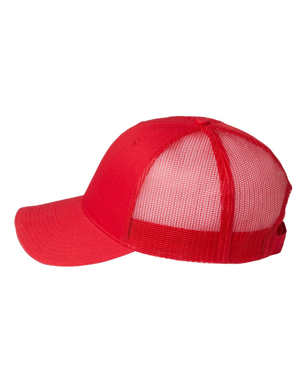 Left View of Red Sandwich Trucker Cap - S102