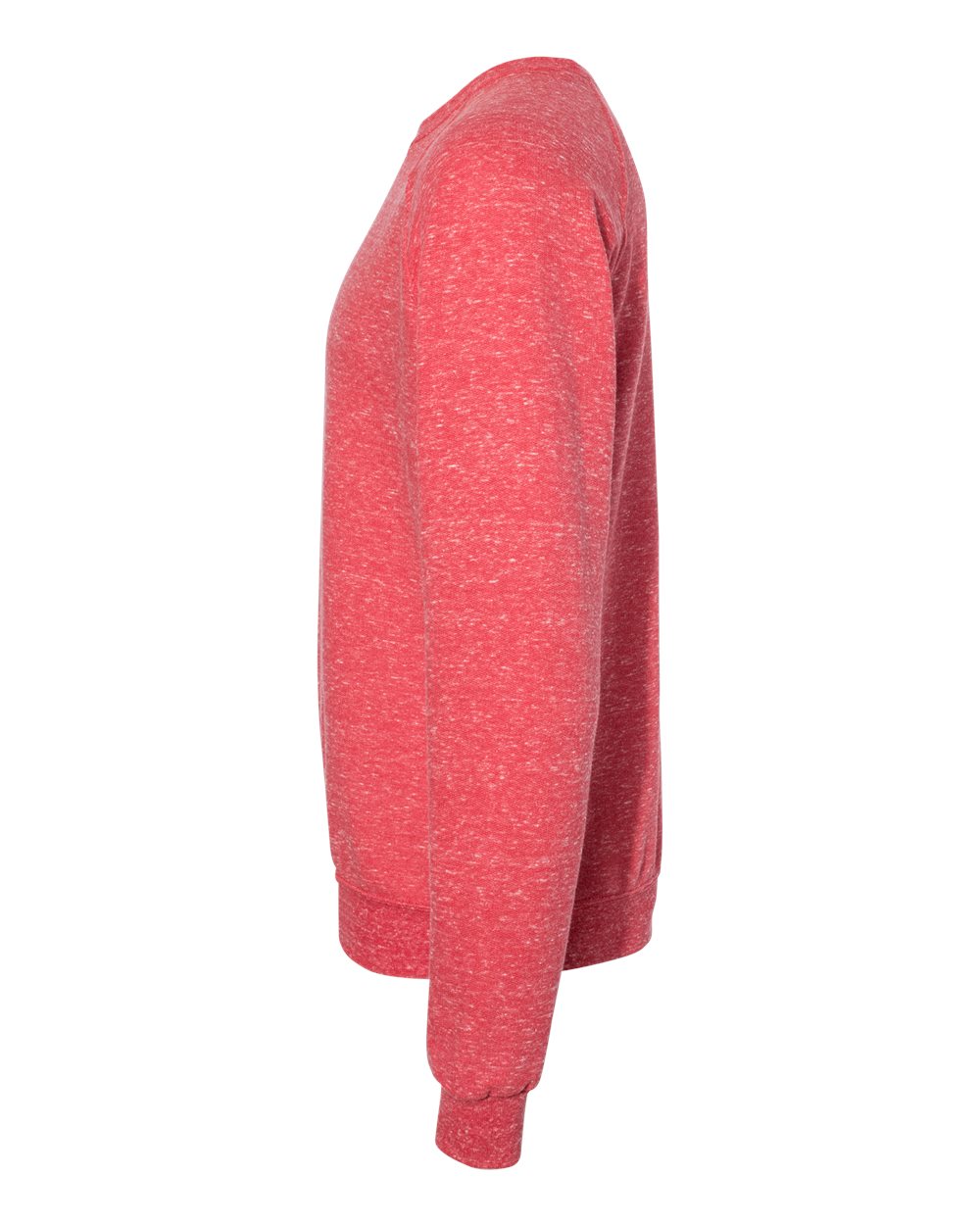 Left View of Red Snow Heather French Terry Crewneck Sweatshirt - 91MR