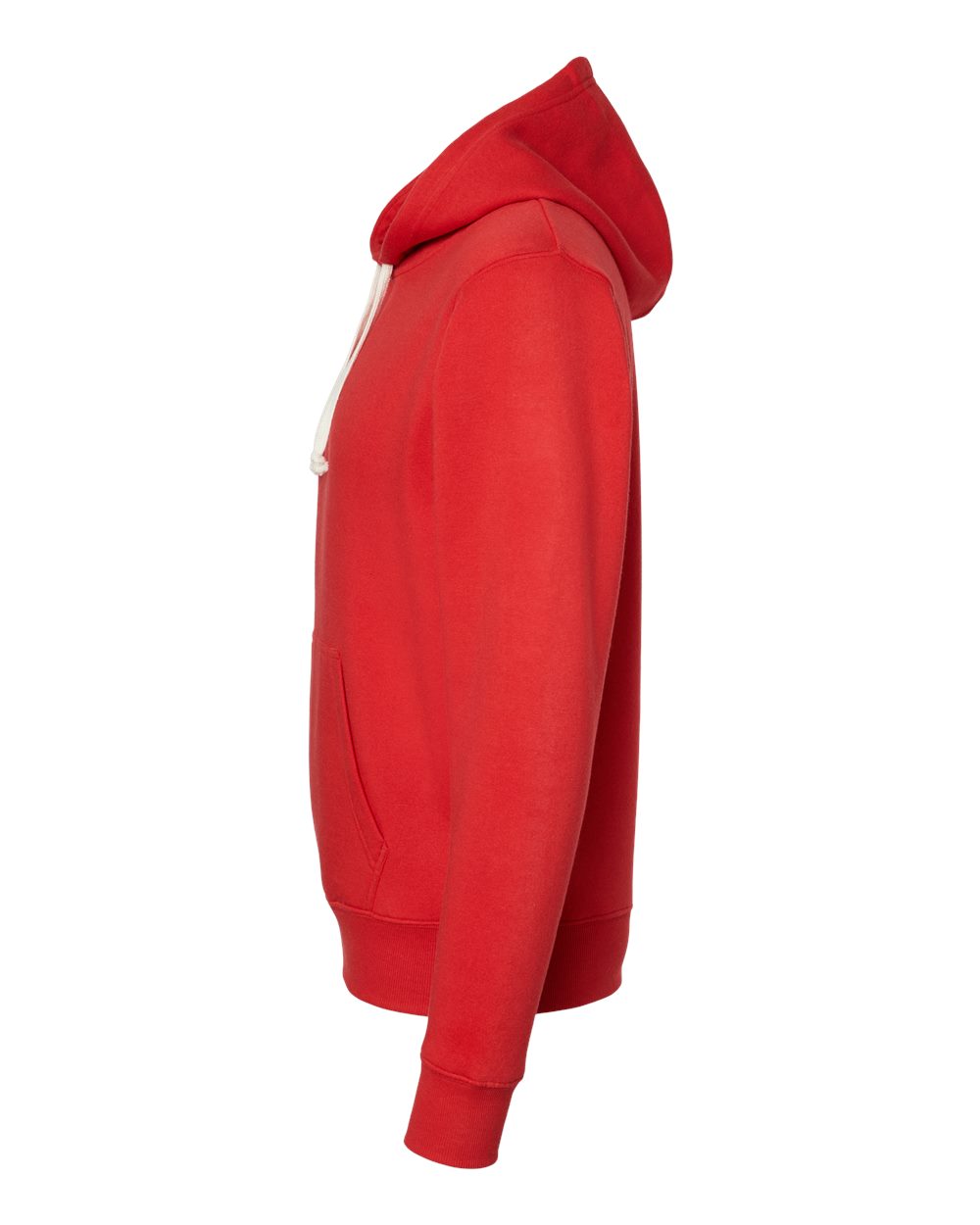 Left View of Red Solid Triblend Fleece Hooded Sweatshirt - 8871