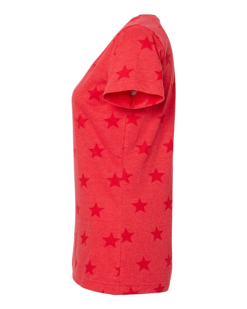 Left View of Red Star Women&#39;s Star Print Scoop Neck Tee - 3629