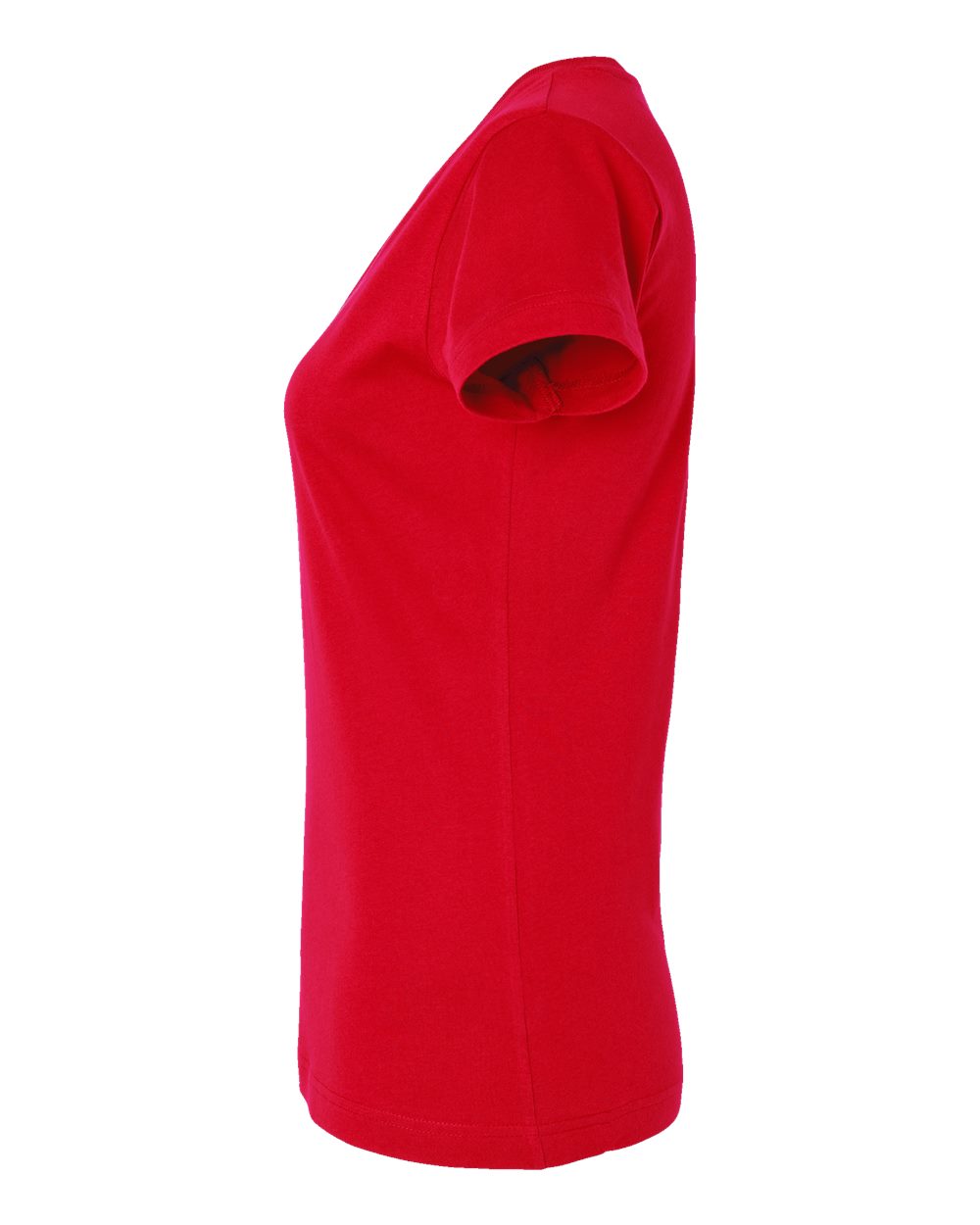 Left View of Red Women&#39;s Fine Jersey V-Neck Tee - 3507