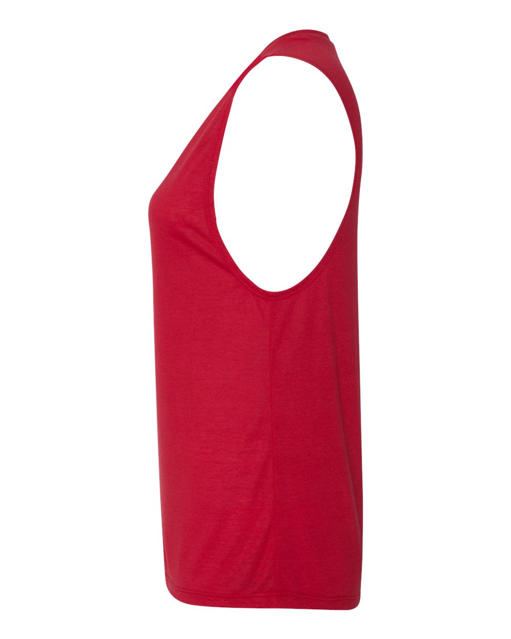 Left View of Red Women&#39;s Flowy Scoop Muscle Tank - 8803