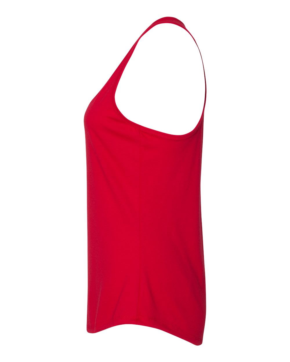 Left View of Red Women's Gathered Racerback Tank - 6338