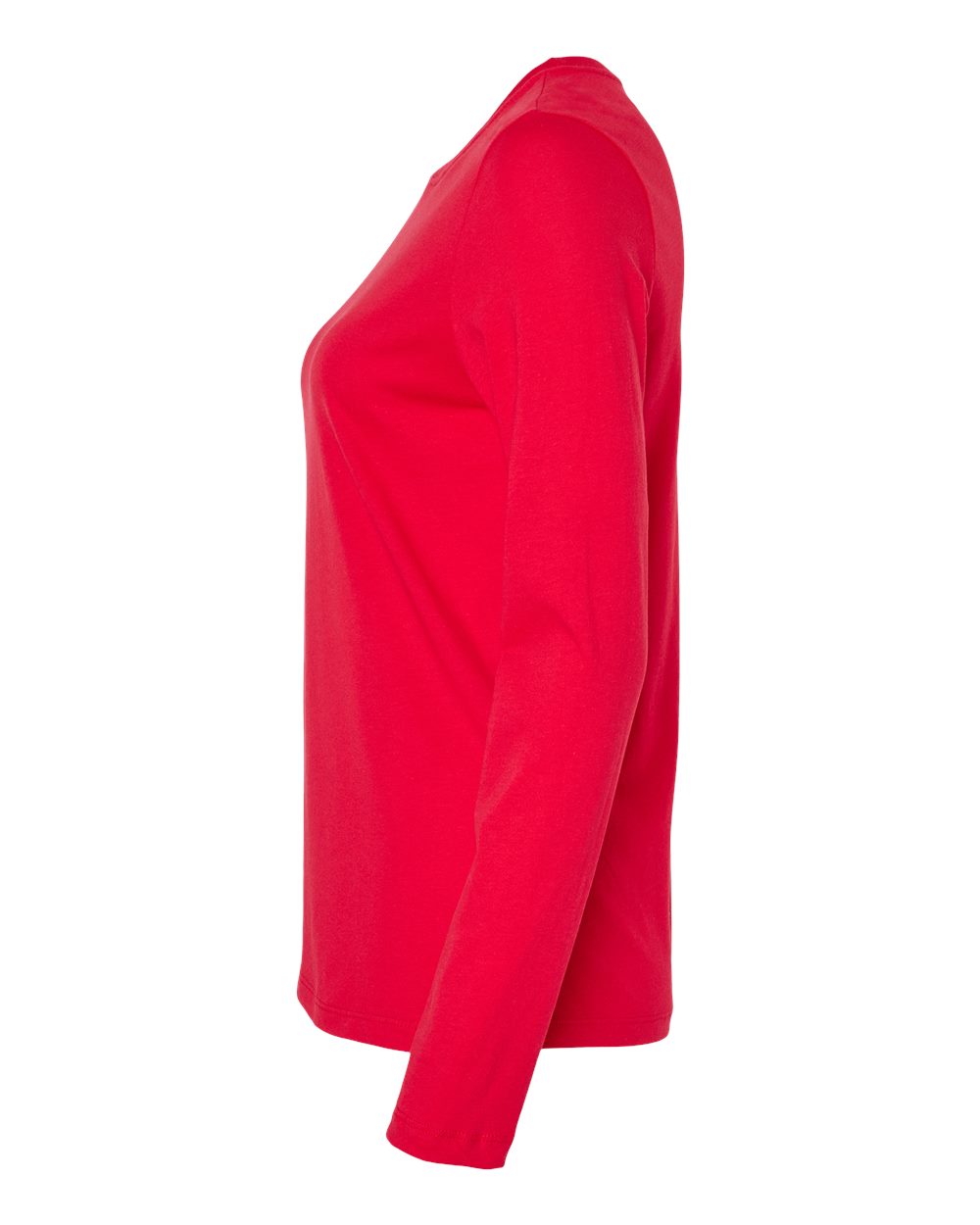 Left View of Red Women’s Jersey Long Sleeve Tee - 6500