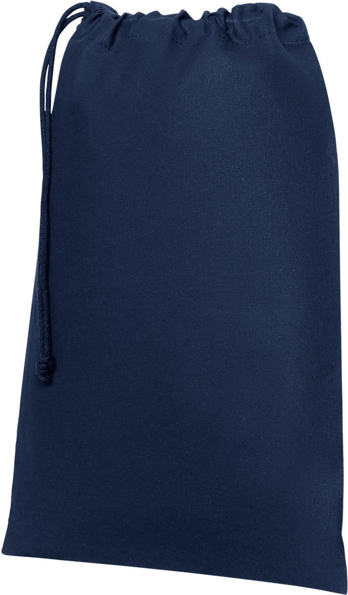 Left View of RiverBlNv Port Authority Core Cotton Drawstring Bag BG0350