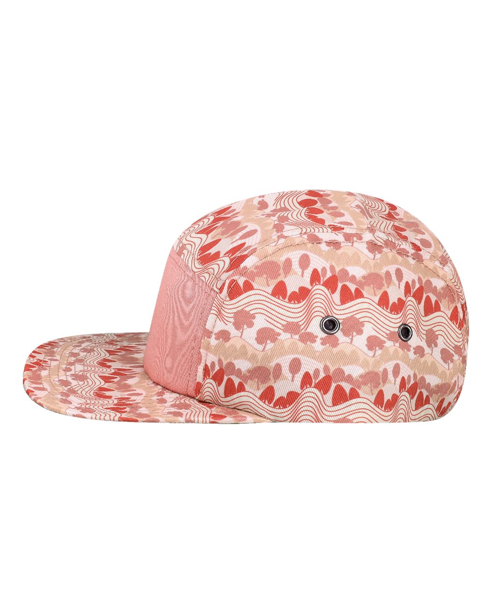 Left View of Rose Wavy Tree Five-Panel Camper Hat - CAMPER