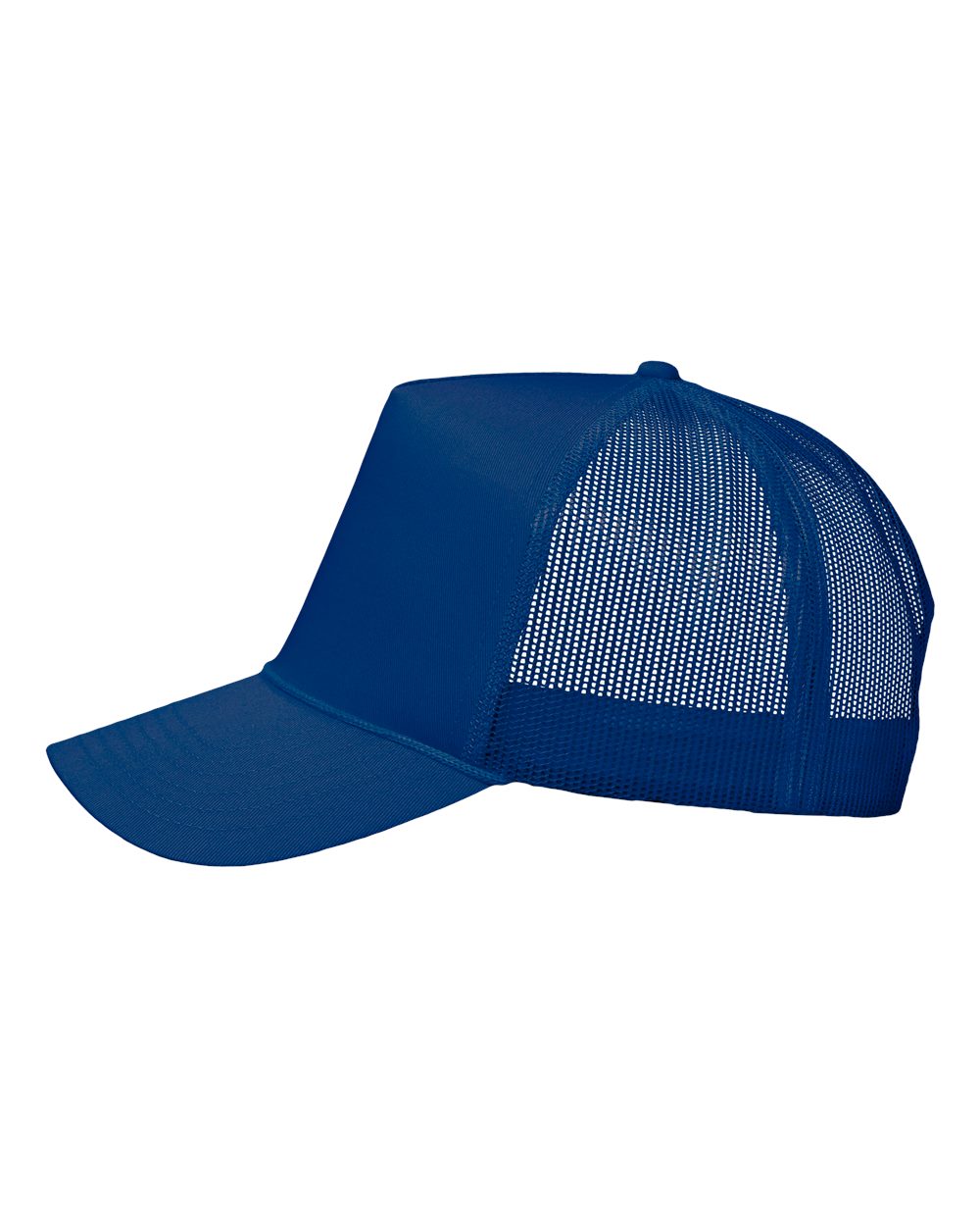 Left View of Royal Blue Five-Panel Trucker Cap - 8804H