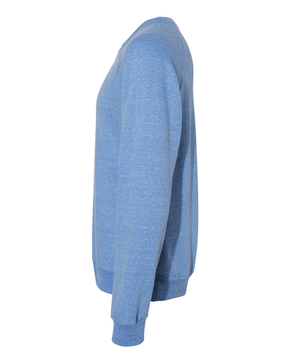 Left View of Royal Snow Heather French Terry Crewneck Sweatshirt - 91MR