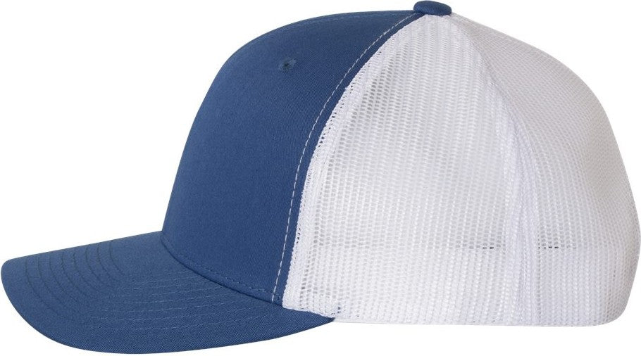 Left View of Royal/ White Retro Trucker Cap - 6606