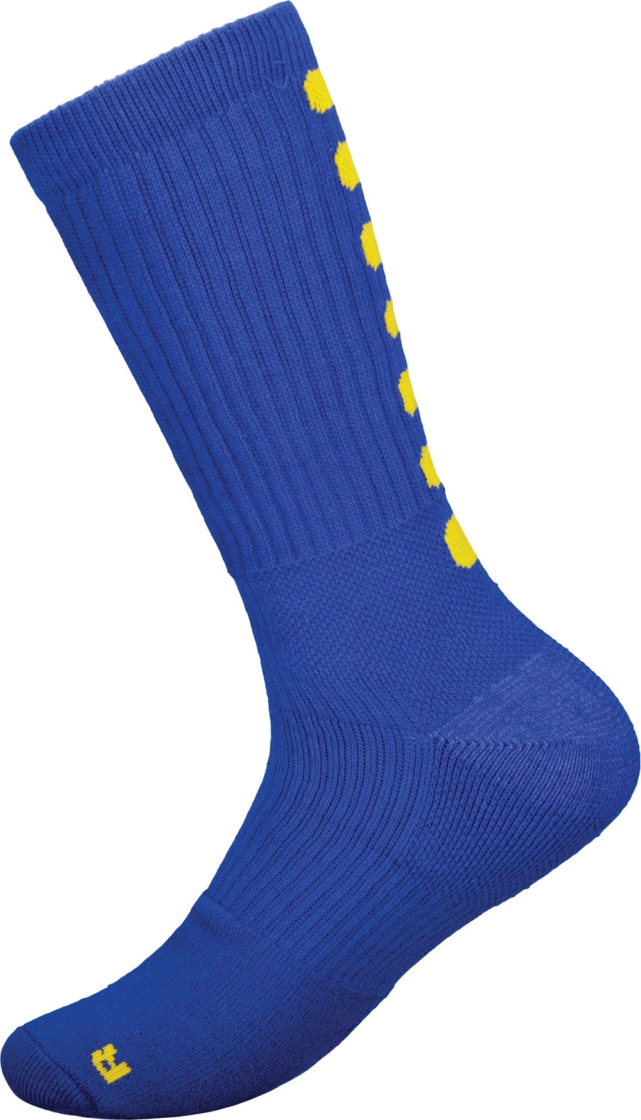 Left View of ROYAL/GOLD COLOR BLOCK CREW SOCK