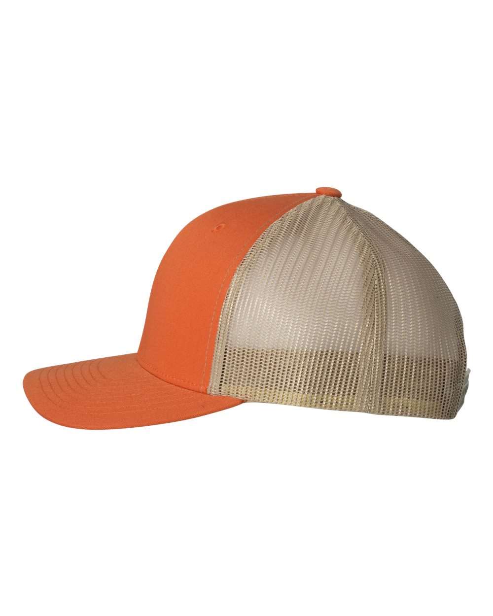 Left View of Rustic Orange/ Khaki Retro Trucker Cap - 6606