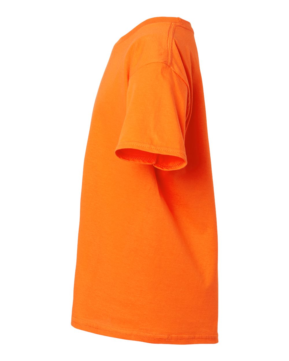 Left View of Safety Orange Light Cotton Youth T-Shirt - 3000B