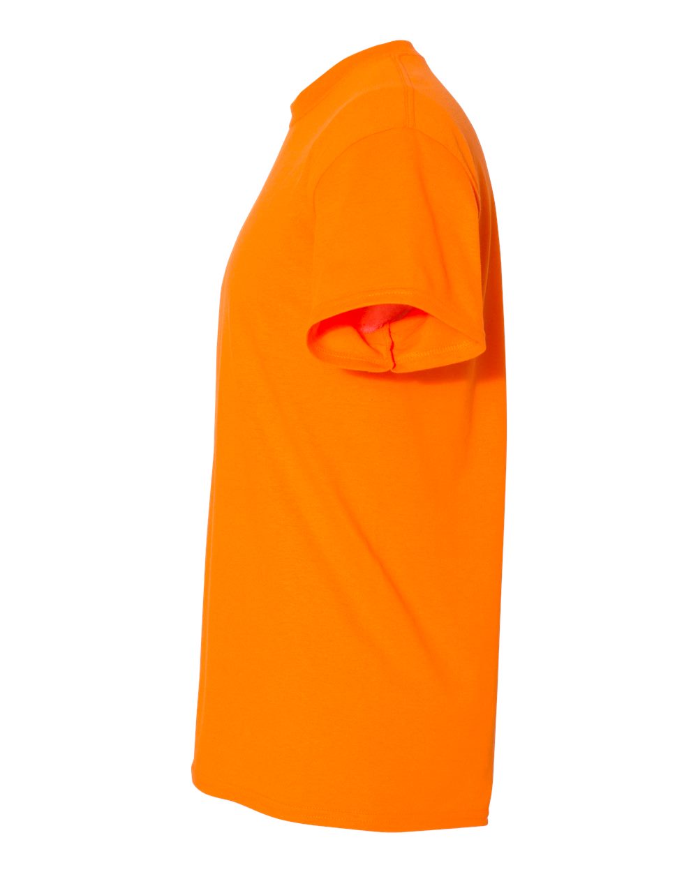 Left View of Safety Orange Unisex DryBlend® Tall T-Shirt - 8000T plain